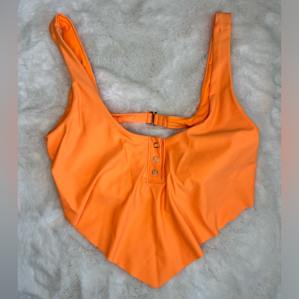 Orange one-piece swimsuit